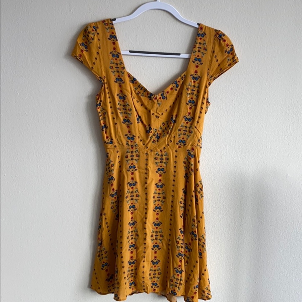 UO Yellow skater style dress